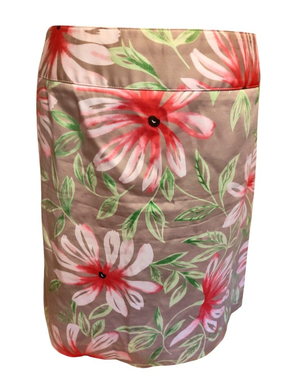 Floral Print Talbots Petites Stretch Skirt Size 6 Made In USA Beige With Pink & - Picture 1 of 4